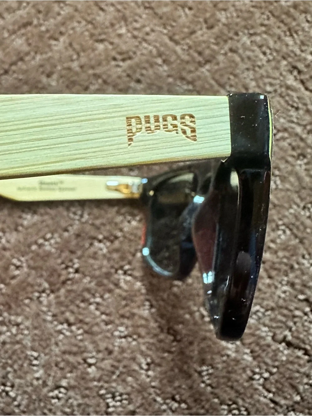 Pugs Gear Men Square Sunglasses Polarized Black Frame Bamboo